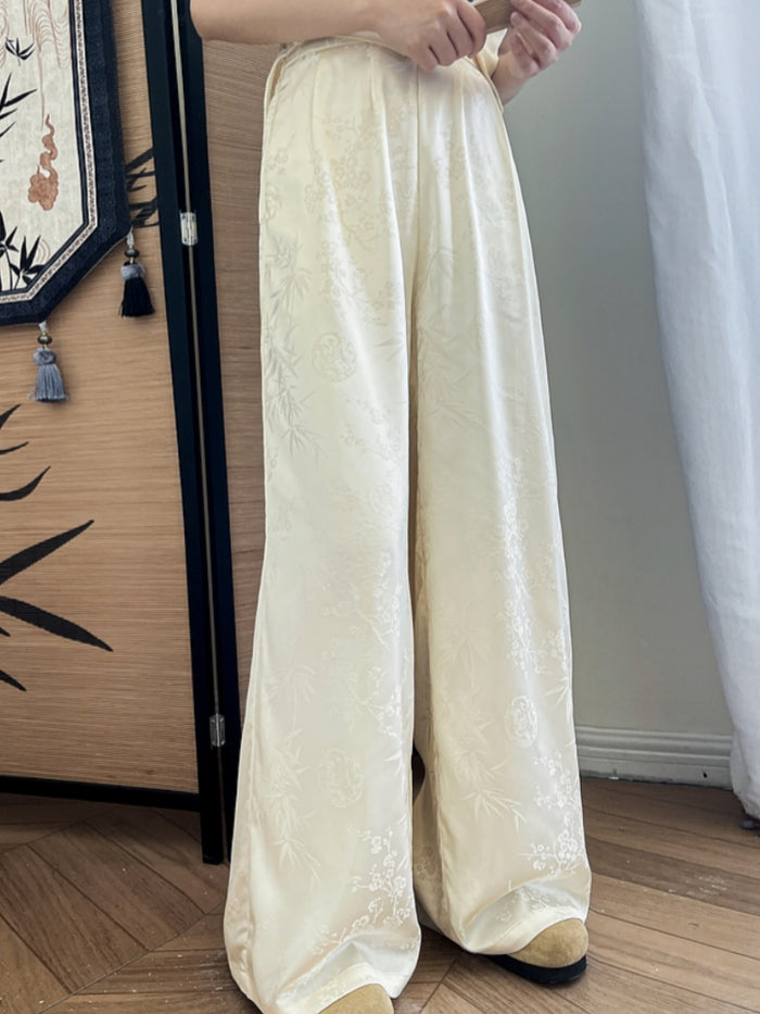 Chinese Style Jacquard Pattern Casual Pants