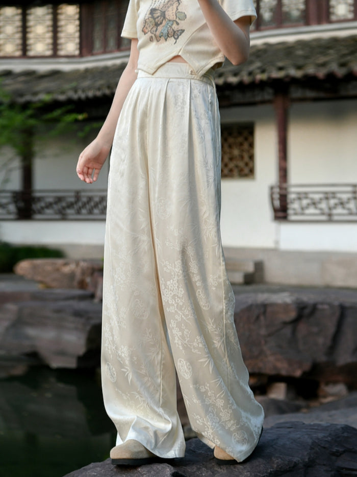 Chinese Style Jacquard Pattern Casual Pants