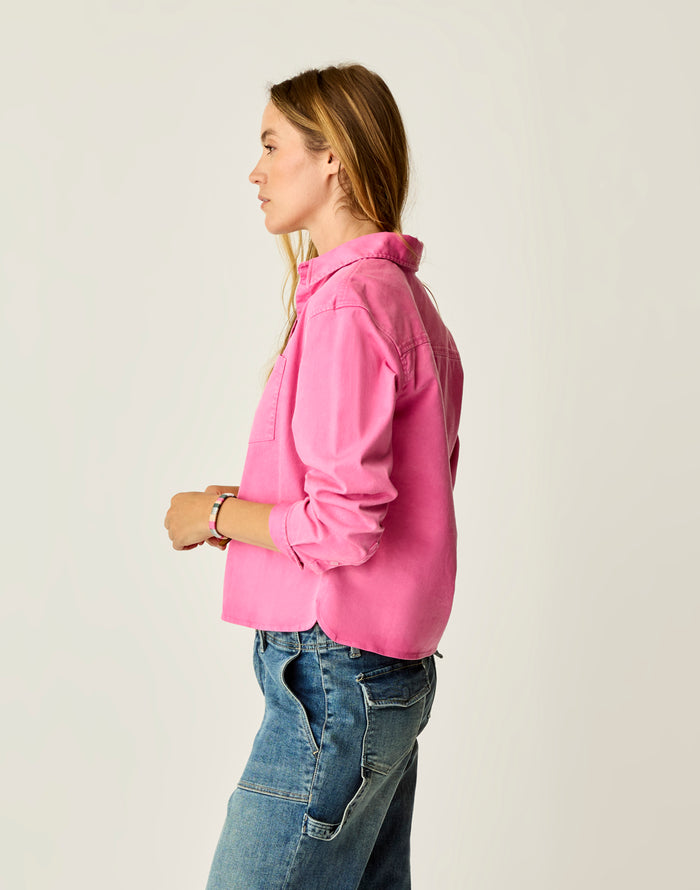 Claire Twill Shirt: Hot Pink
