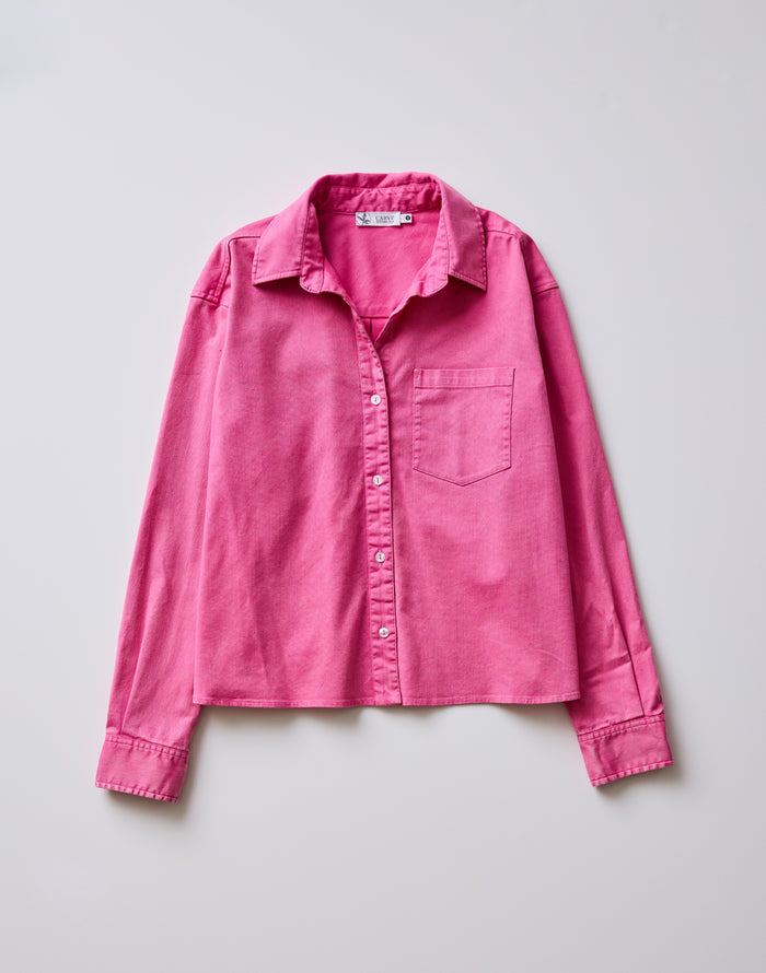 Claire Twill Shirt: Hot Pink