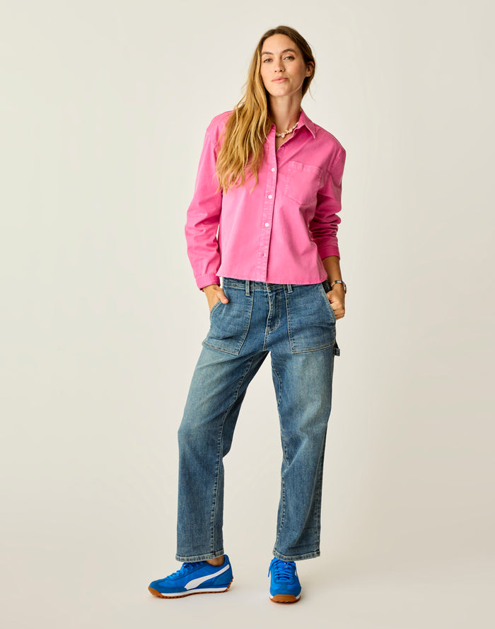 Claire Twill Shirt: Hot Pink