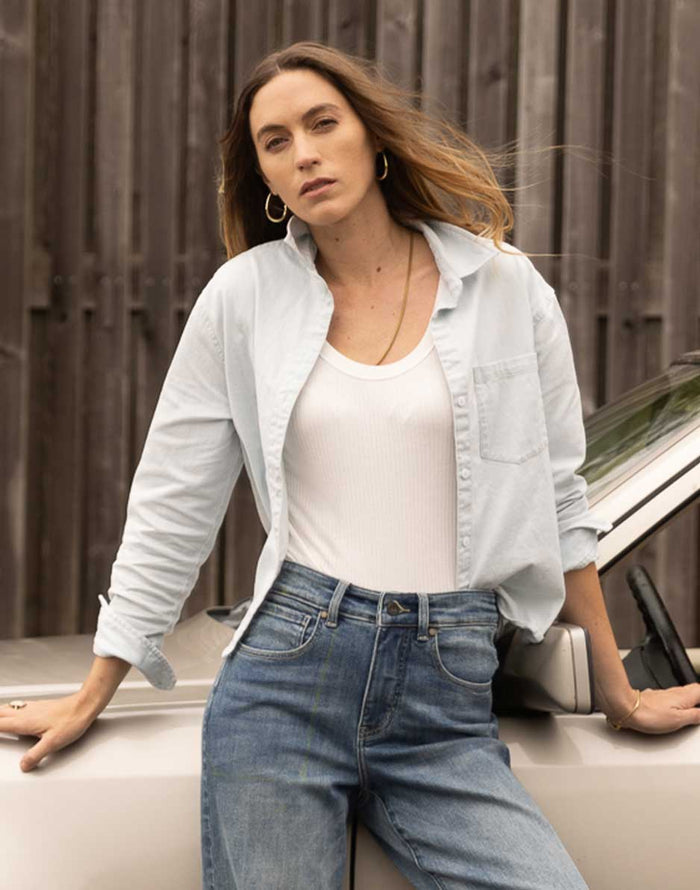 Claire Twill Shirt: Light Indigo