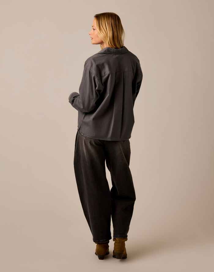 Claire Twill Shirt: Washed Black