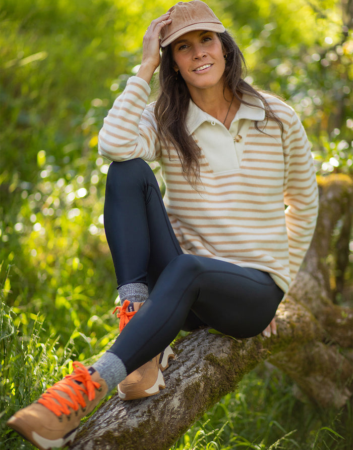 Clara Fleece Pullover: Birch Even Stripe - FINAL SALE