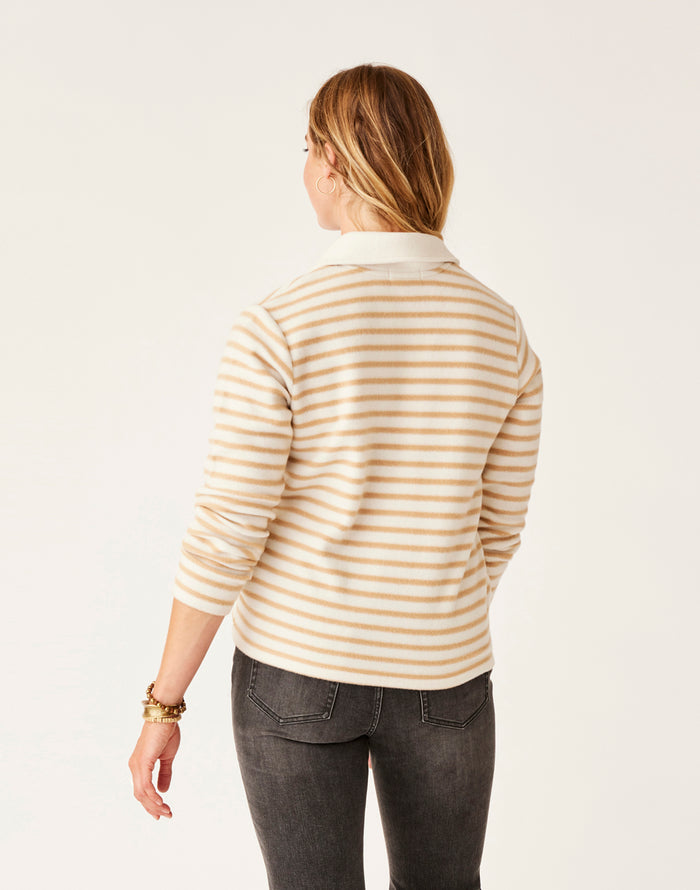 Clara Fleece Pullover: Birch Even Stripe - FINAL SALE