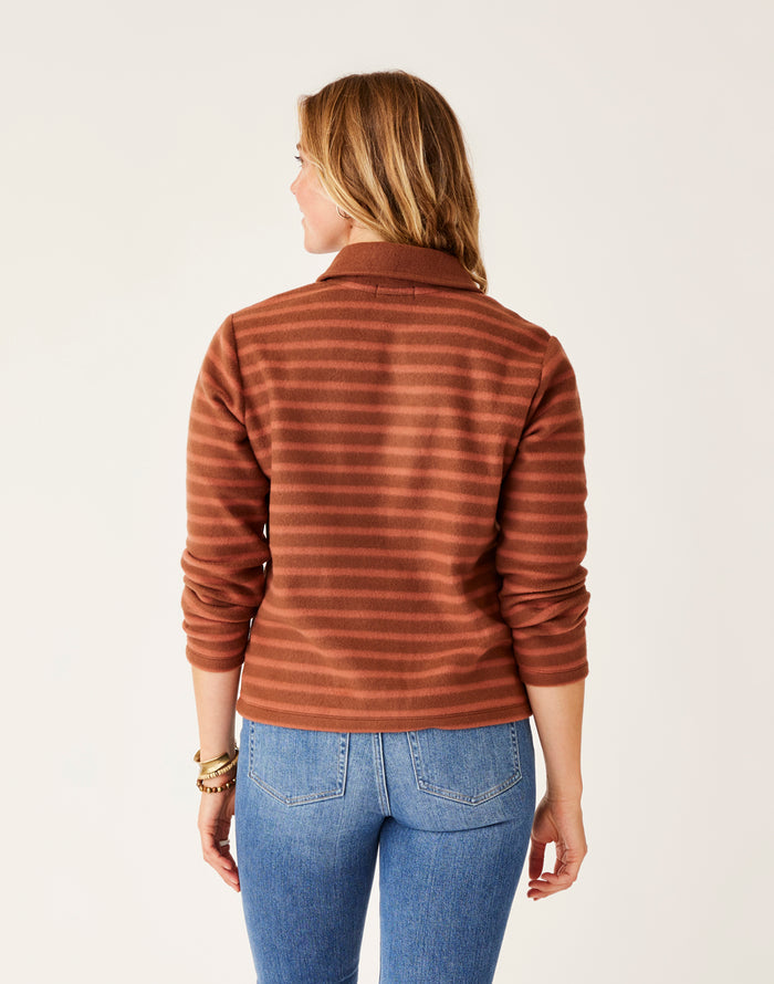 Clara Fleece Pullover: Chocolate Even Stripe - FINAL SALE
