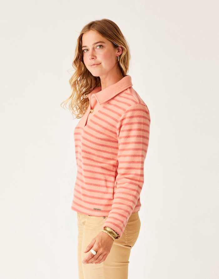 Clara Fleece Pullover: Lt. Henna Even Stripe - FINAL SALE