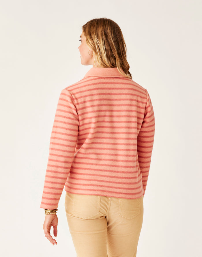 Clara Fleece Pullover: Lt. Henna Even Stripe - FINAL SALE
