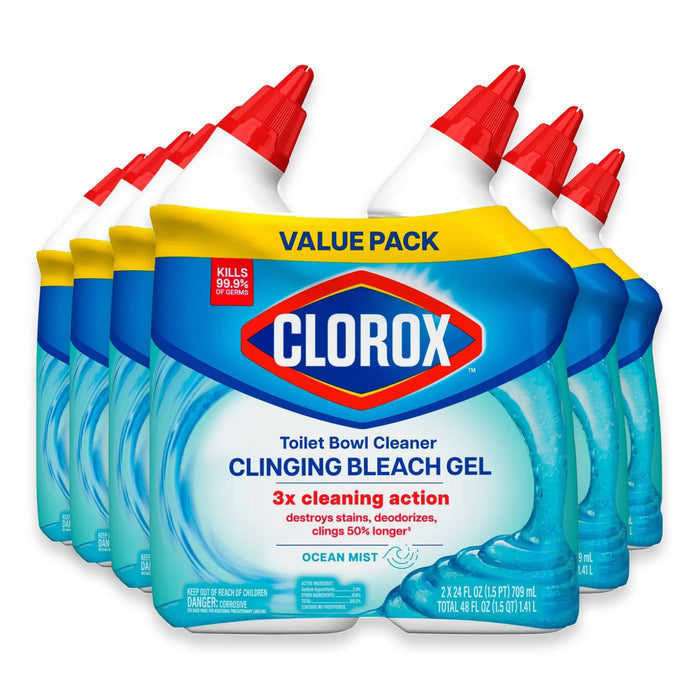 Clorox Clinging Bleach Gel Ocean Mist 24 oz - 2 Ct - 6 Pack