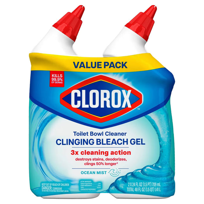 Clorox Clinging Bleach Gel Ocean Mist 24 oz - 2 Ct - 6 Pack