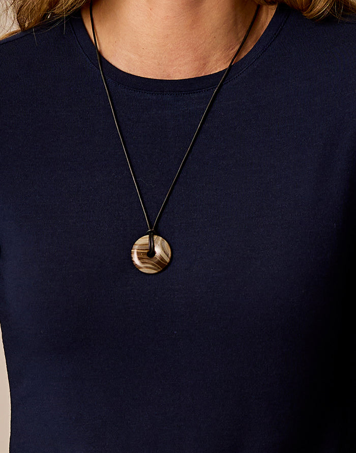 Coffee Onyx Agate Pendant: Black