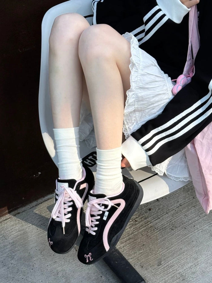 Coquette Aesthetic Pink Bow Sneakers