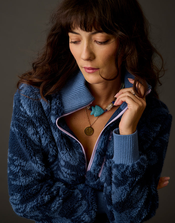 Cora Fleece Jacket: Dark Sapphire Wilds