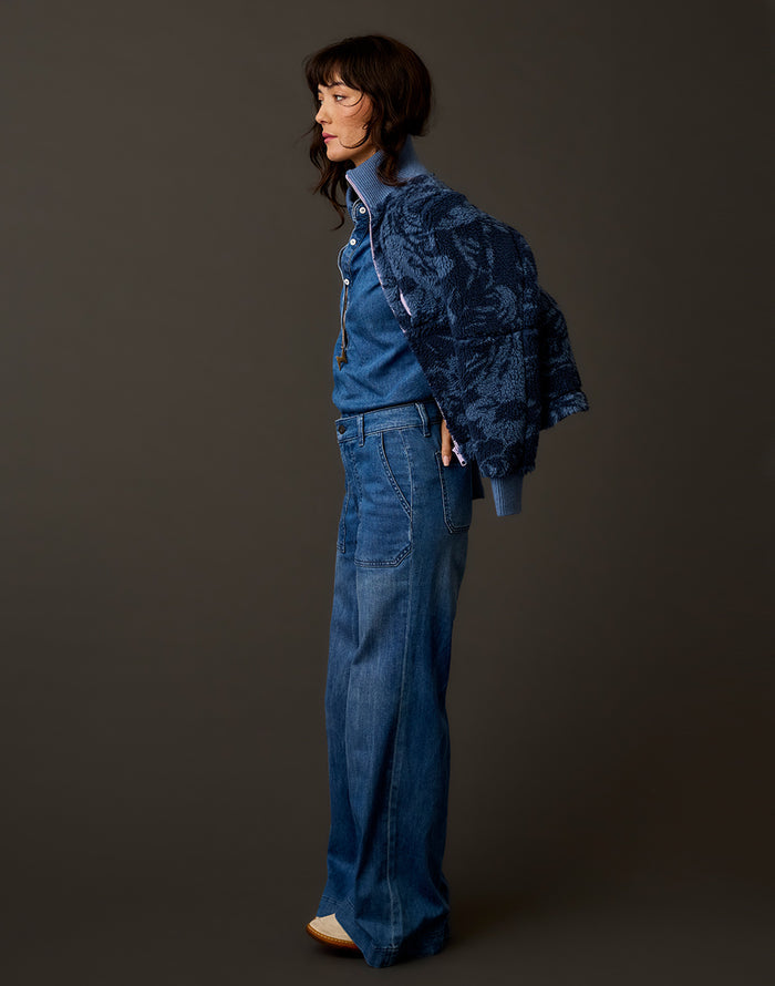 Cora Fleece Jacket: Dark Sapphire Wilds