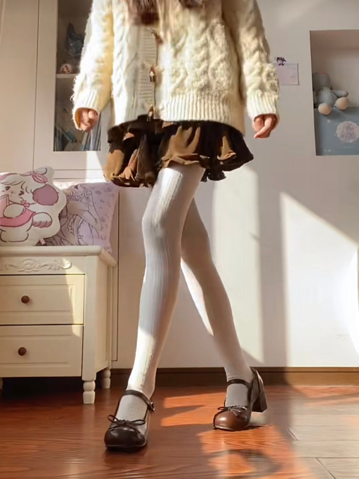 ♡ Corduroy Brown Cake Skirt ♡