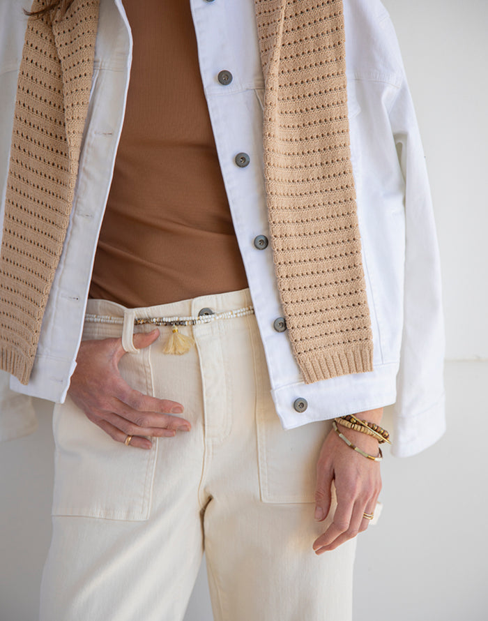 Corey Denim Pant: Ecru