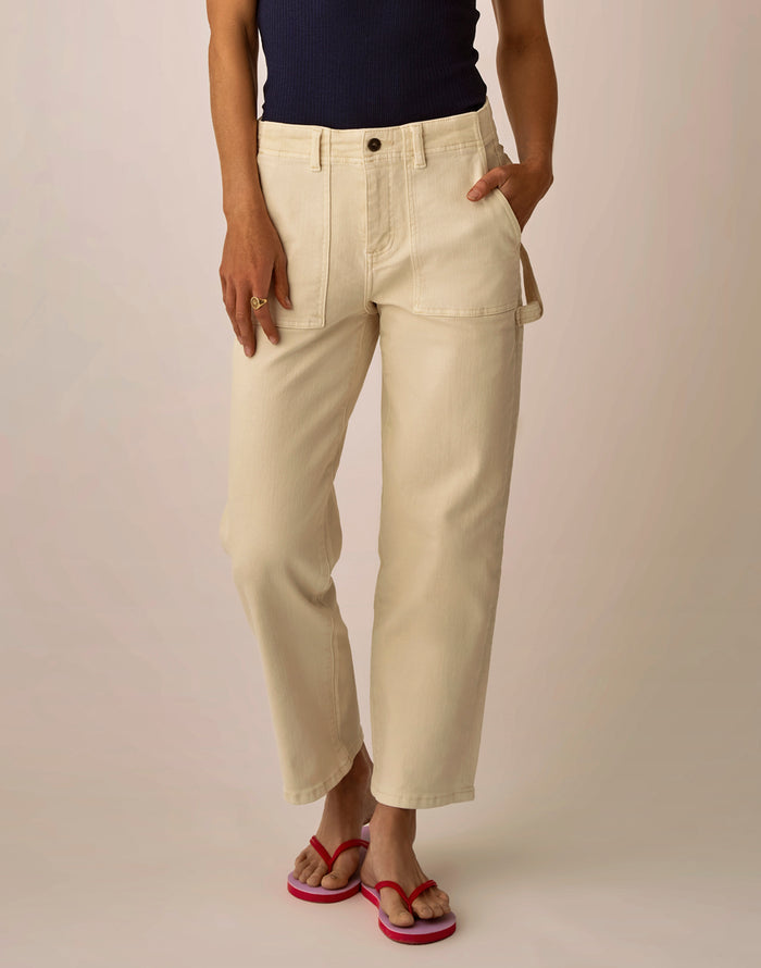 Corey Denim Pant: Ecru