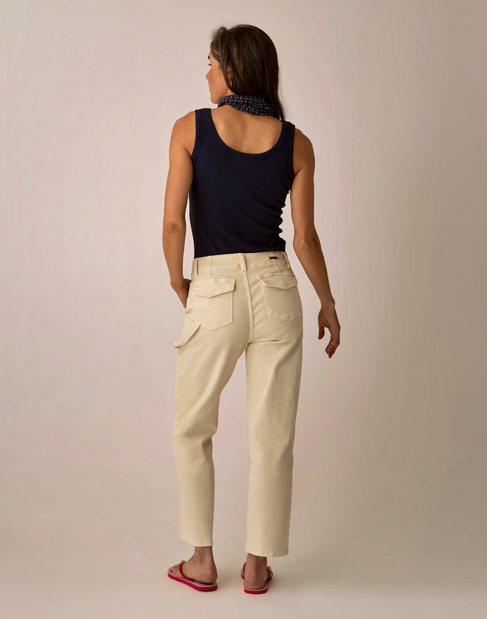 Corey Denim Pant: Ecru