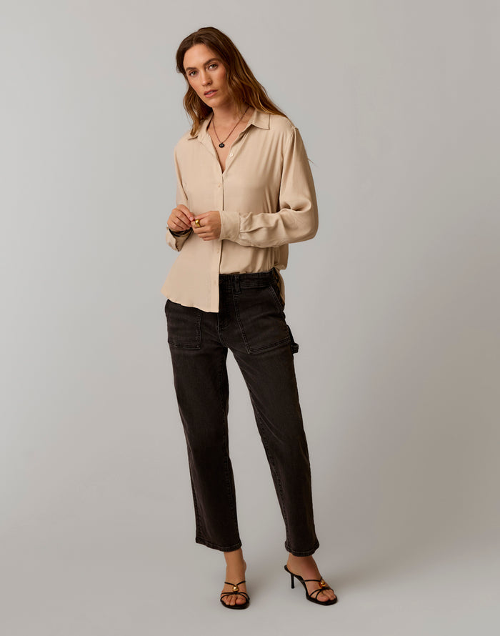 Corey Denim Pant: Washed Black