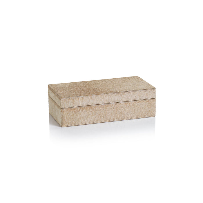 Corviglia Hair-On Hide Leather Box - Tan - Boxes by Carlyle Avenue