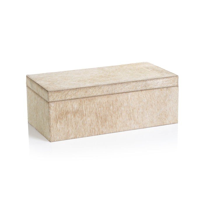 Corviglia Hair-On Hide Leather Box - Tan - Boxes by Carlyle Avenue