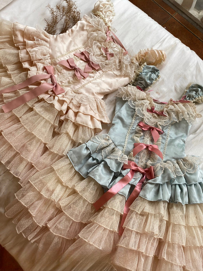 Creamy Lace Marie Antoinette Style Short Dress