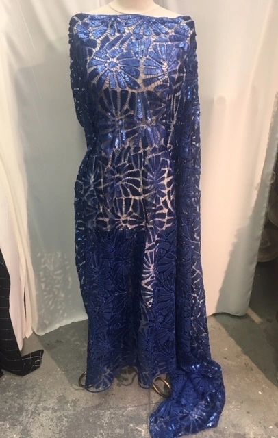 Crochet Lace With Matte Sequins-Spectrum Blue