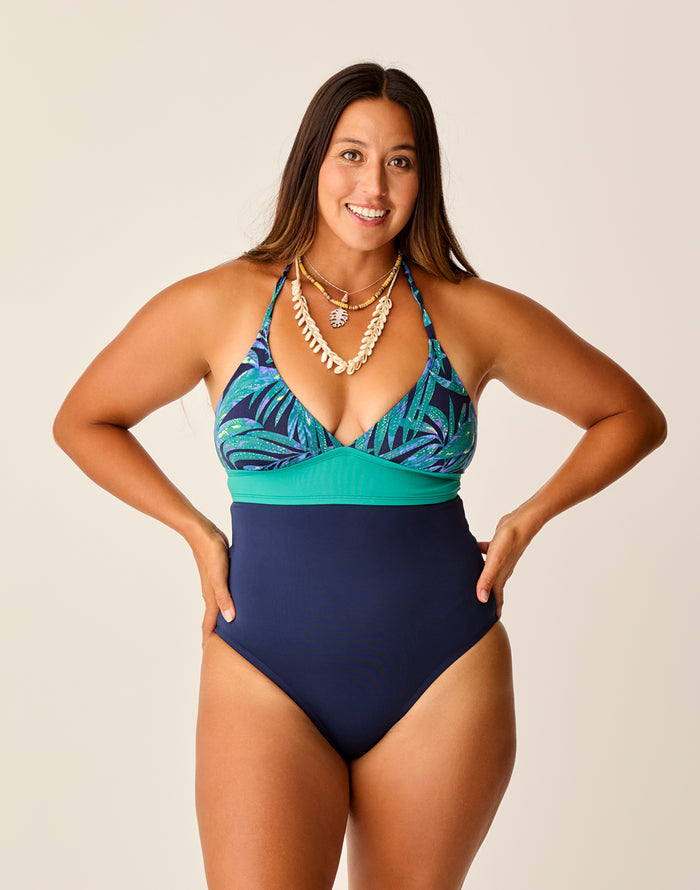 Dahlia One Piece: Blue Oasis w. Navy - FINAL SALE
