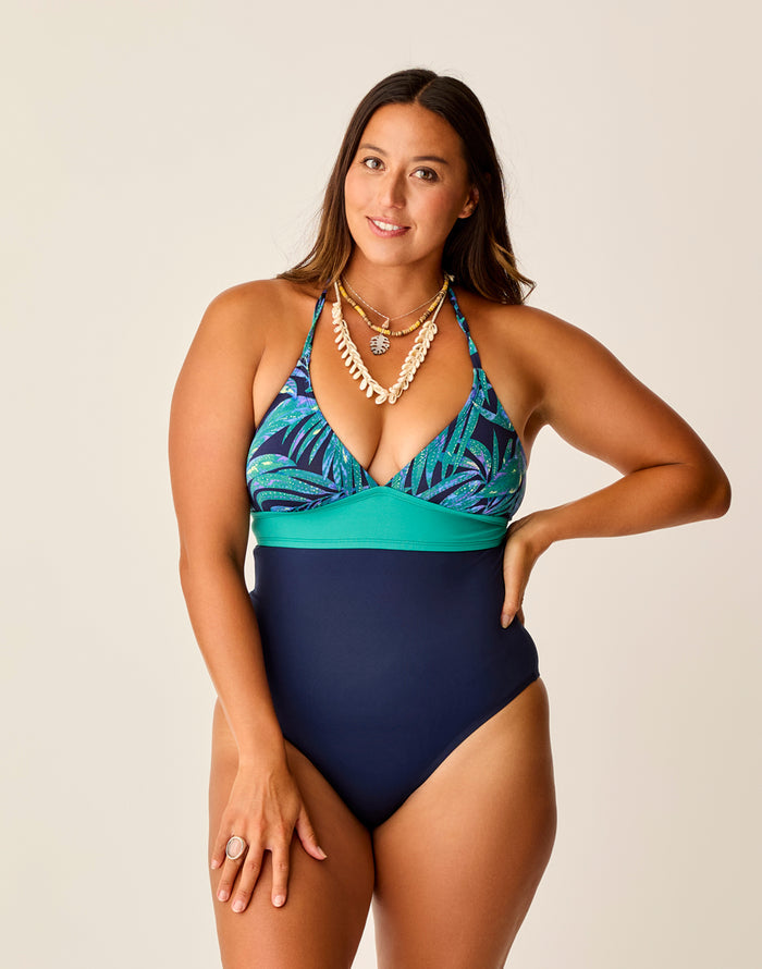 Dahlia One Piece: Blue Oasis w. Navy - FINAL SALE