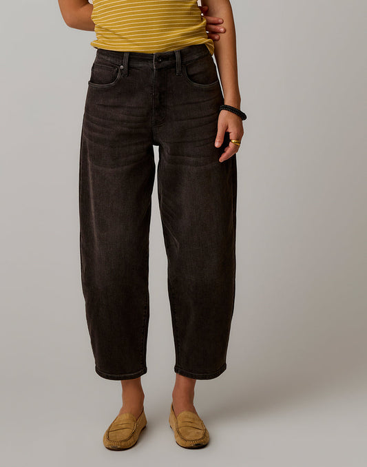 Dana Barrel Pant: Washed Black