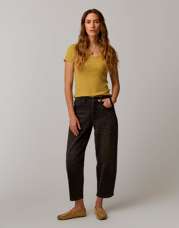 Dana Barrel Pant: Washed Black