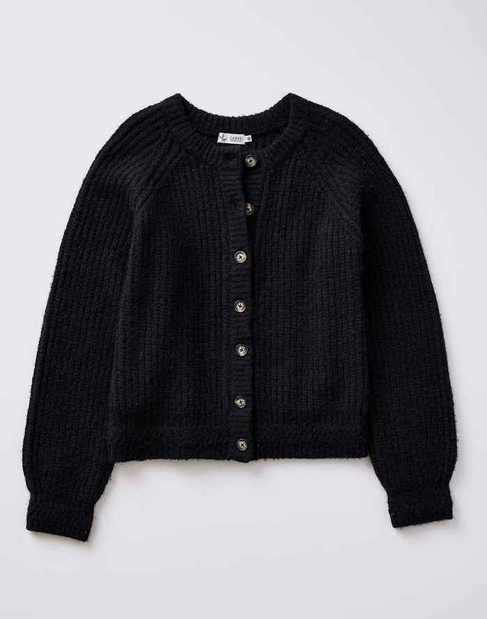 Daphne Wool Cardigan: Black
