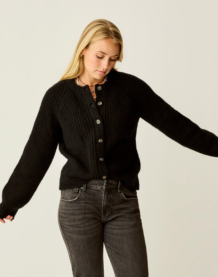 Daphne Wool Cardigan: Black