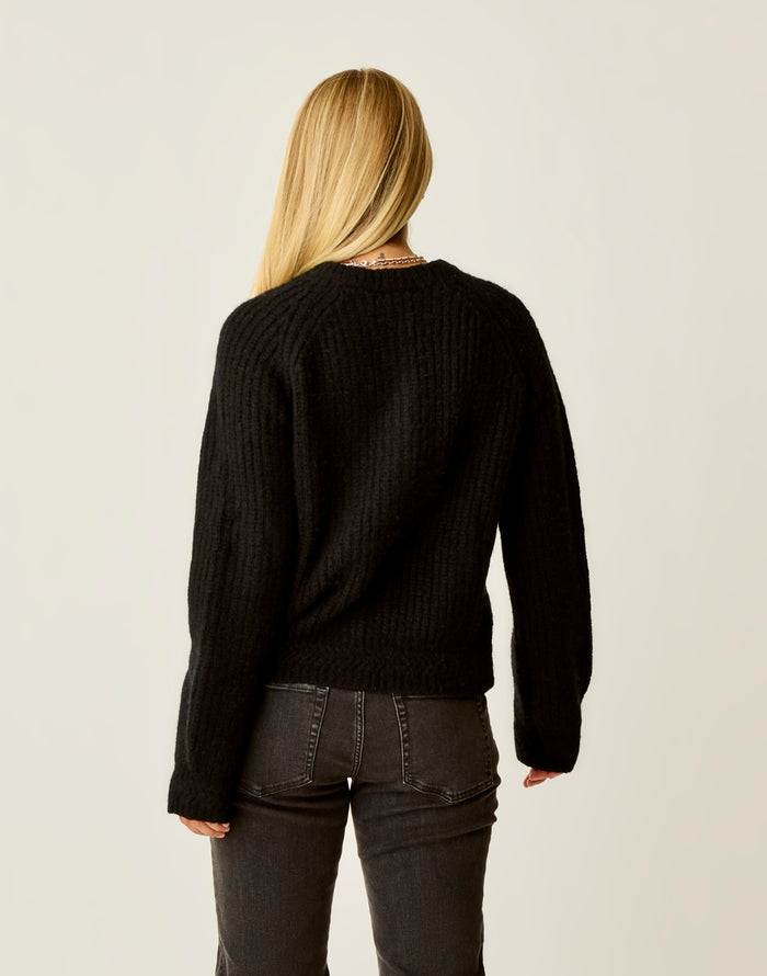 Daphne Wool Cardigan: Black