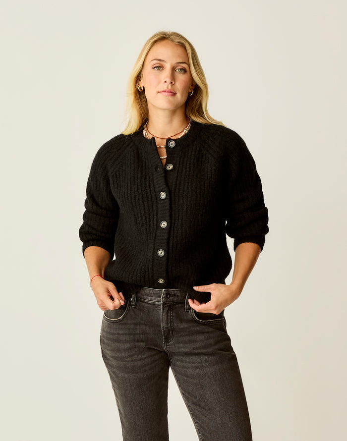 Daphne Wool Cardigan: Black
