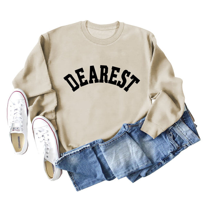 DEAREST Letters Long Sleeve Round Neck Sweater for Women