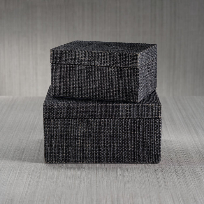 Deep Blue Raffia and Chambray Box - Boxes by Carlyle Avenue