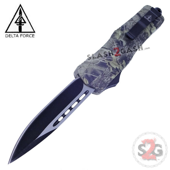 Delta Force OTF Recon D/A Real Tree Camo Automatic Knife Switchblade - Single Edge Plain