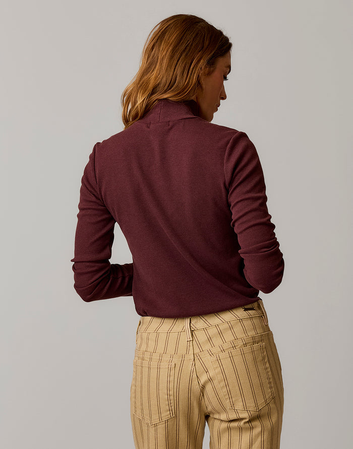 Denise Rib Turtleneck: Dark Plum