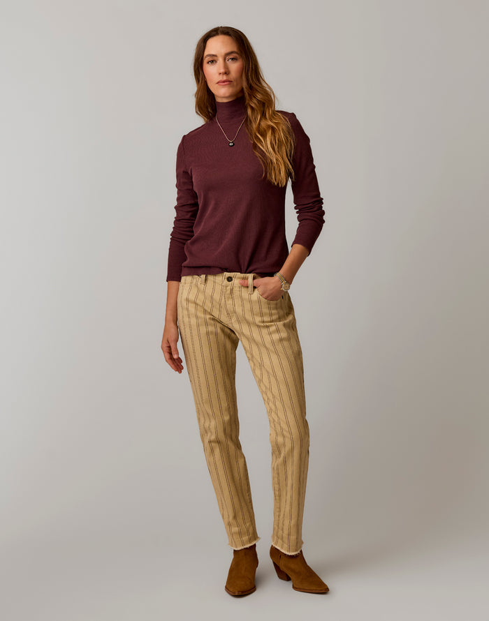 Denise Rib Turtleneck: Dark Plum