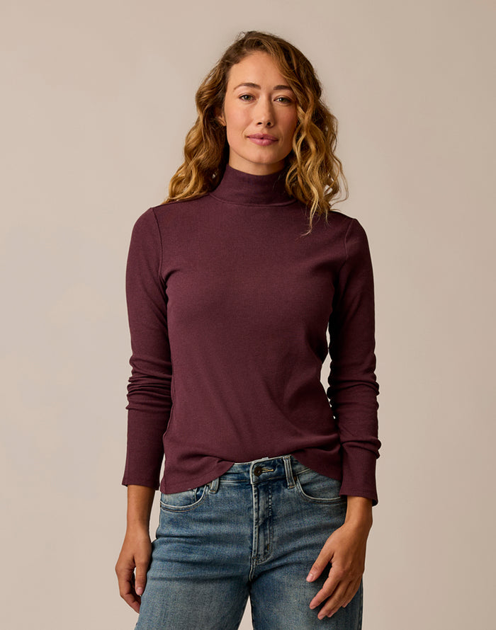 Denise Rib Turtleneck: Dark Plum