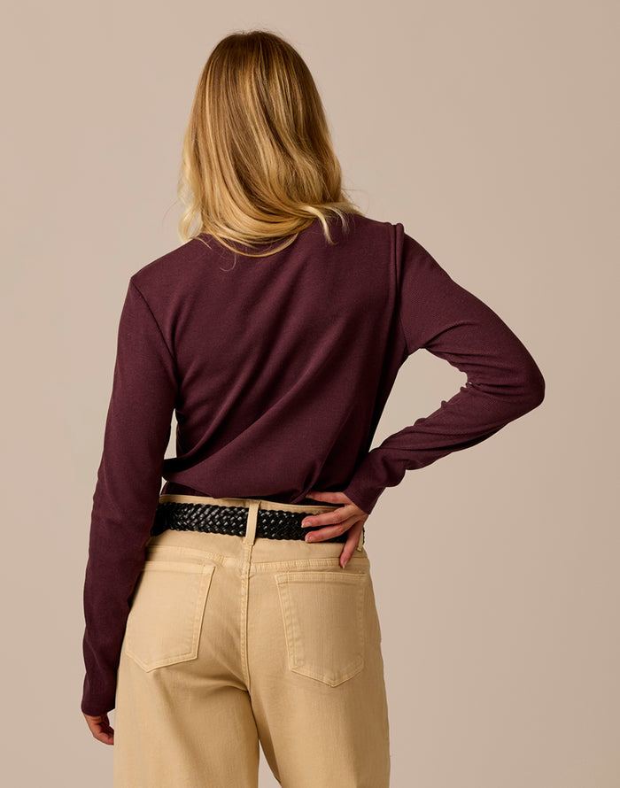 Denise Rib Turtleneck: Dark Plum