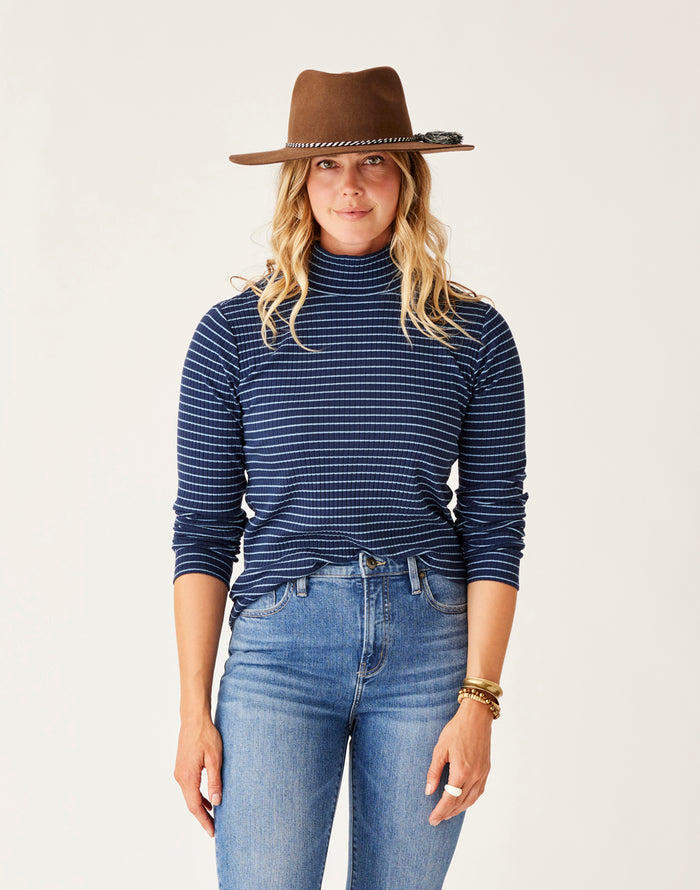 Denise Turtleneck: Navy Mini Breton - FINAL SALE