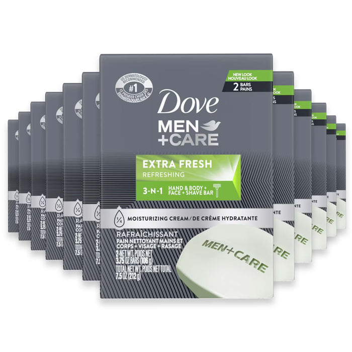 Dove Men+Care Extra Fresh Body and Face Bar, 3.75 oz - 2 Ct - 24 Pack