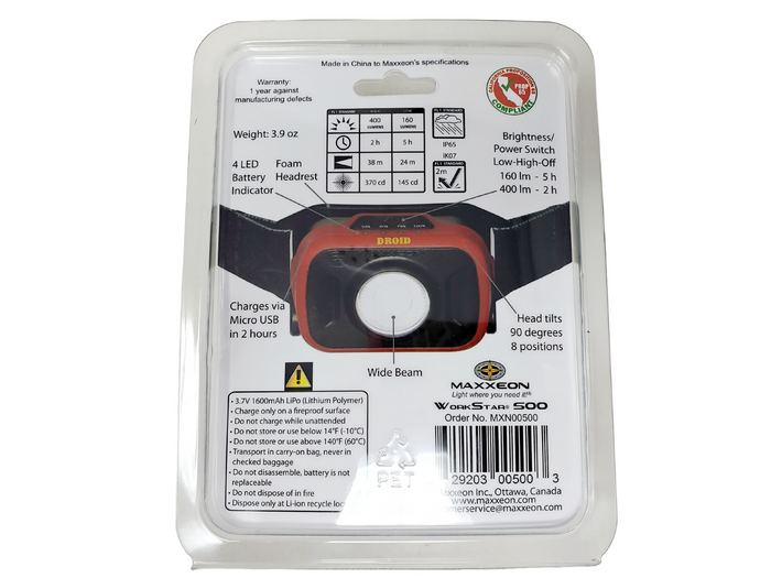 DROID Technician's Mini Rechargeable LED Headlamp-Maxxeon-Atlas Preservation