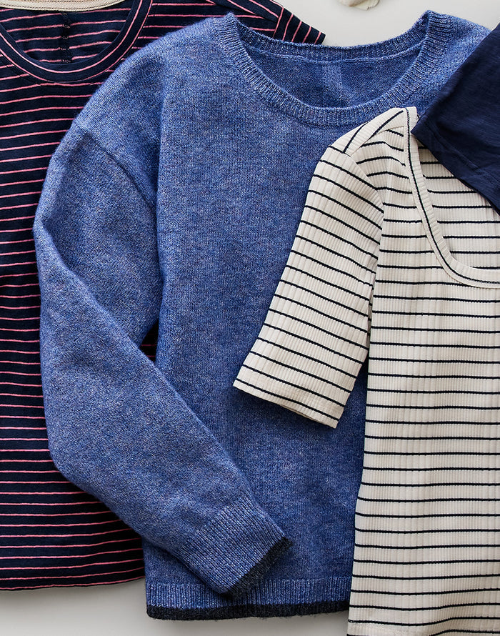 Drue Fuzzy Sweater: Capri Blue w. Dark Capri