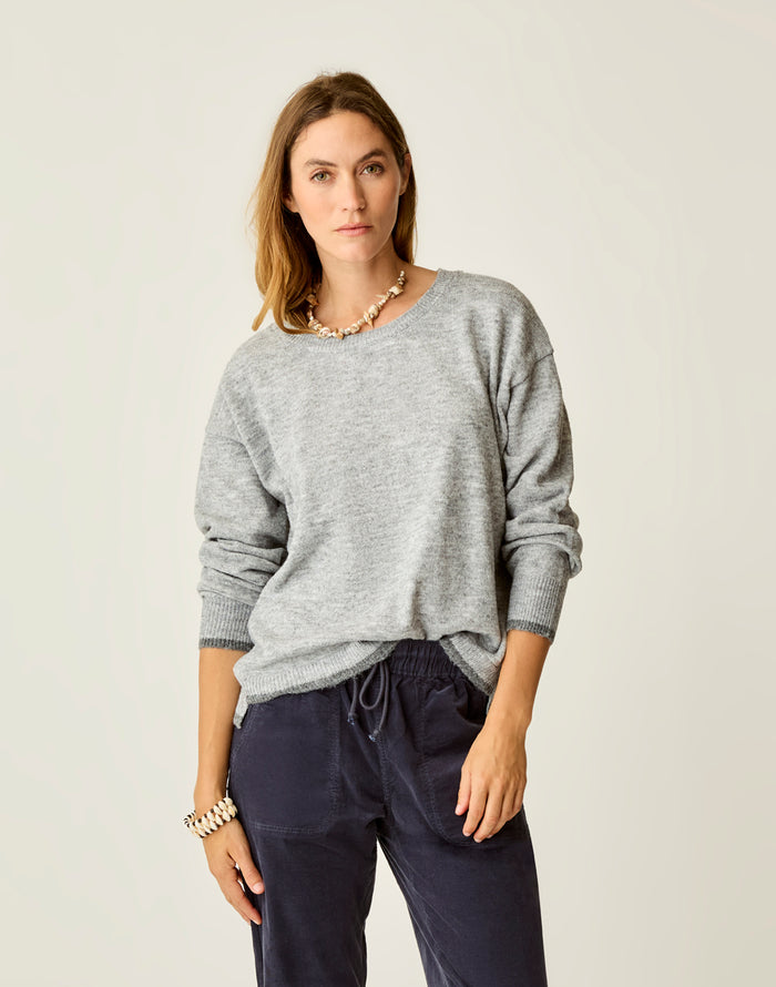Drue Fuzzy Sweater: Grey w. Dark Grey