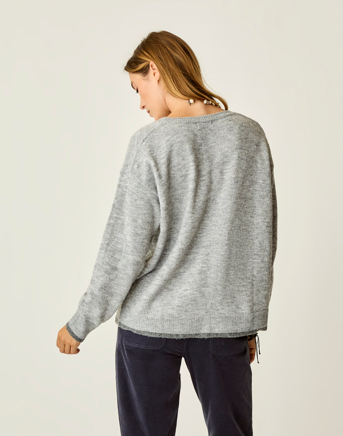 Drue Fuzzy Sweater: Grey w. Dark Grey