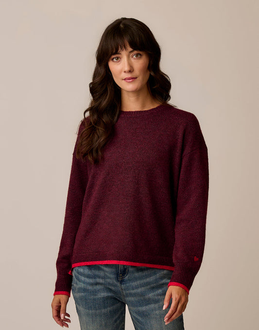 Drue Fuzzy Sweater: Sangria w. Deep Rouge