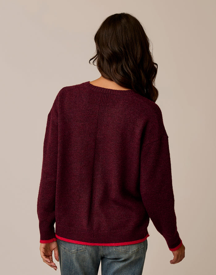 Drue Fuzzy Sweater: Sangria w. Deep Rouge